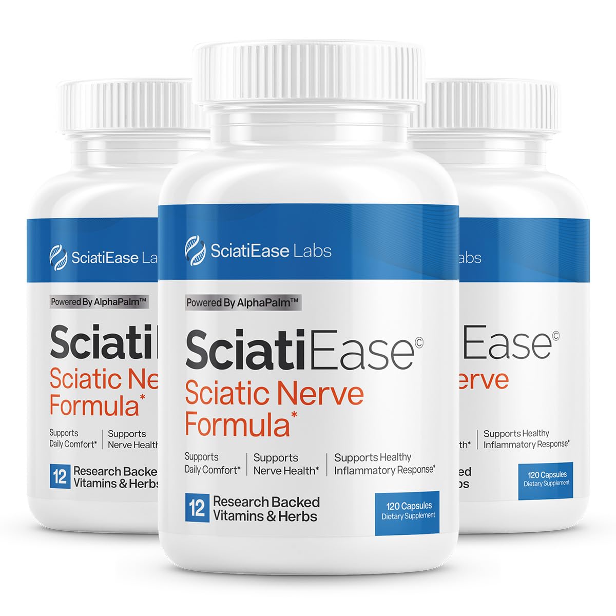 Sciatic Nerve Health Support Supplement - Nerve Support Formula with AlphaPalm, Pea, Vitamin B Complex, Alpha Lipoic Acid 300mg - 120 Capsules