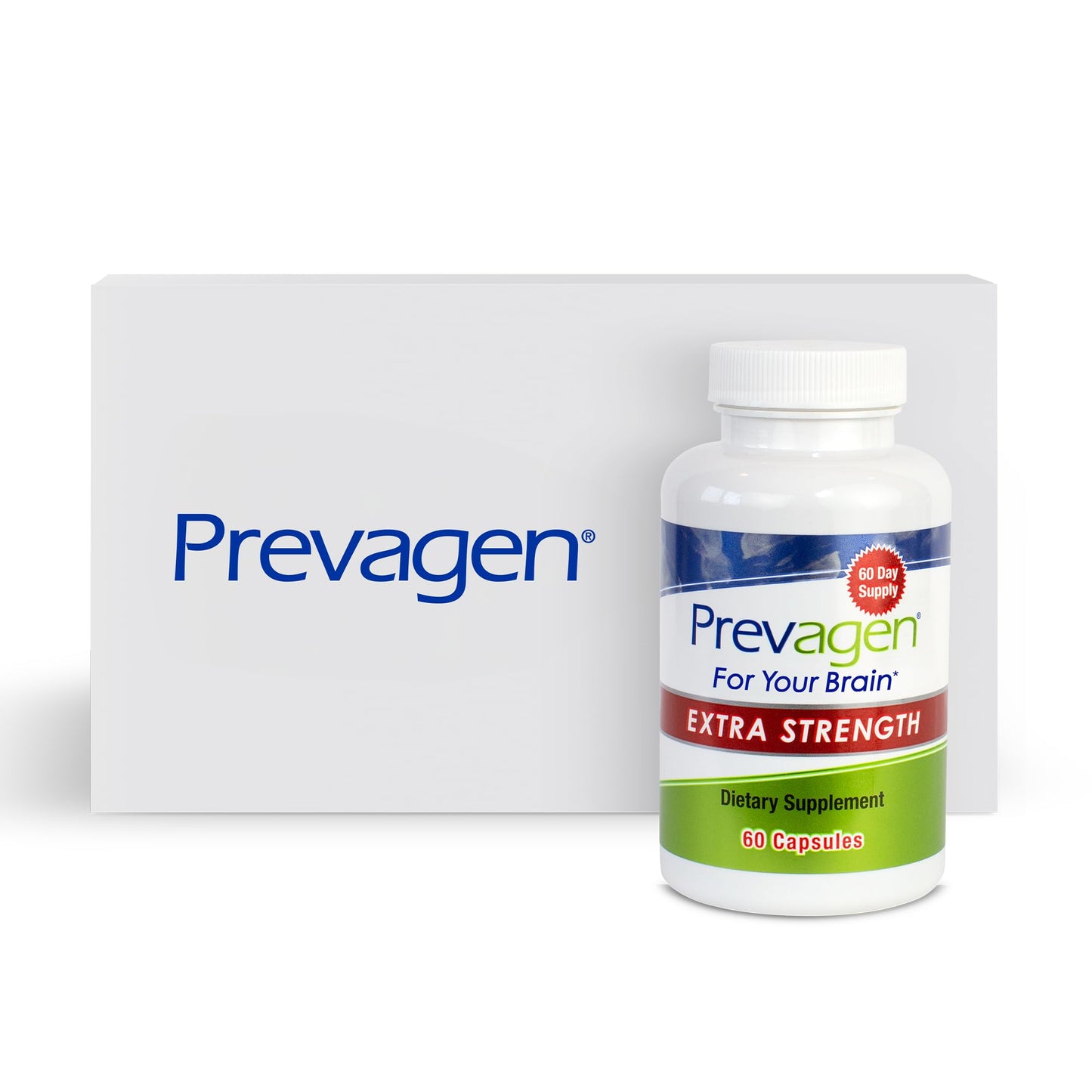 Prevagen Extra Strength 20mg, 60 Capsules |2 Pack| with Apoaequorin & Vitamin D with Attractive and Stackable Prevagen Storage Box