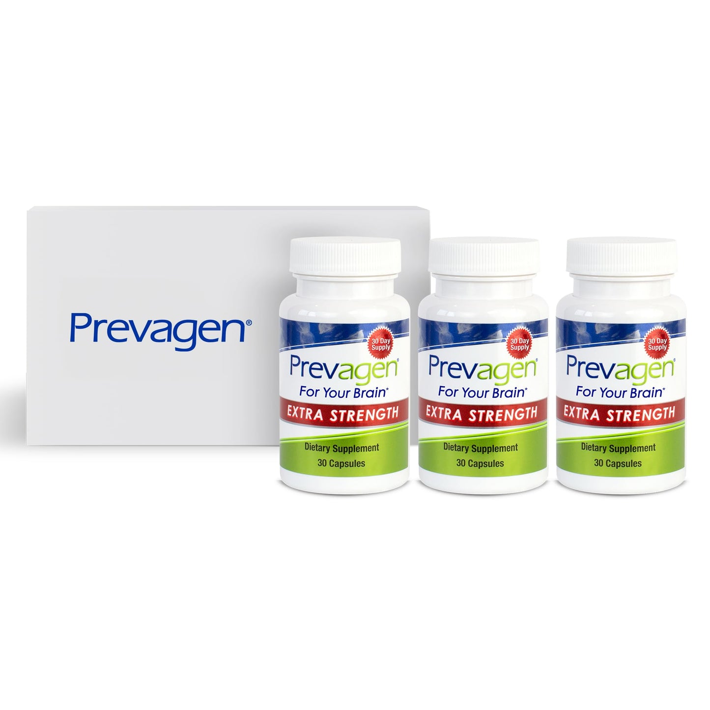 Prevagen Extra Strength 20mg, 60 Capsules |2 Pack| with Apoaequorin & Vitamin D with Attractive and Stackable Prevagen Storage Box