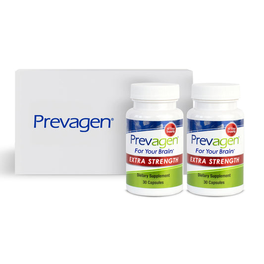 Prevagen Extra Strength 20mg, 60 Capsules |2 Pack| with Apoaequorin & Vitamin D with Attractive and Stackable Prevagen Storage Box