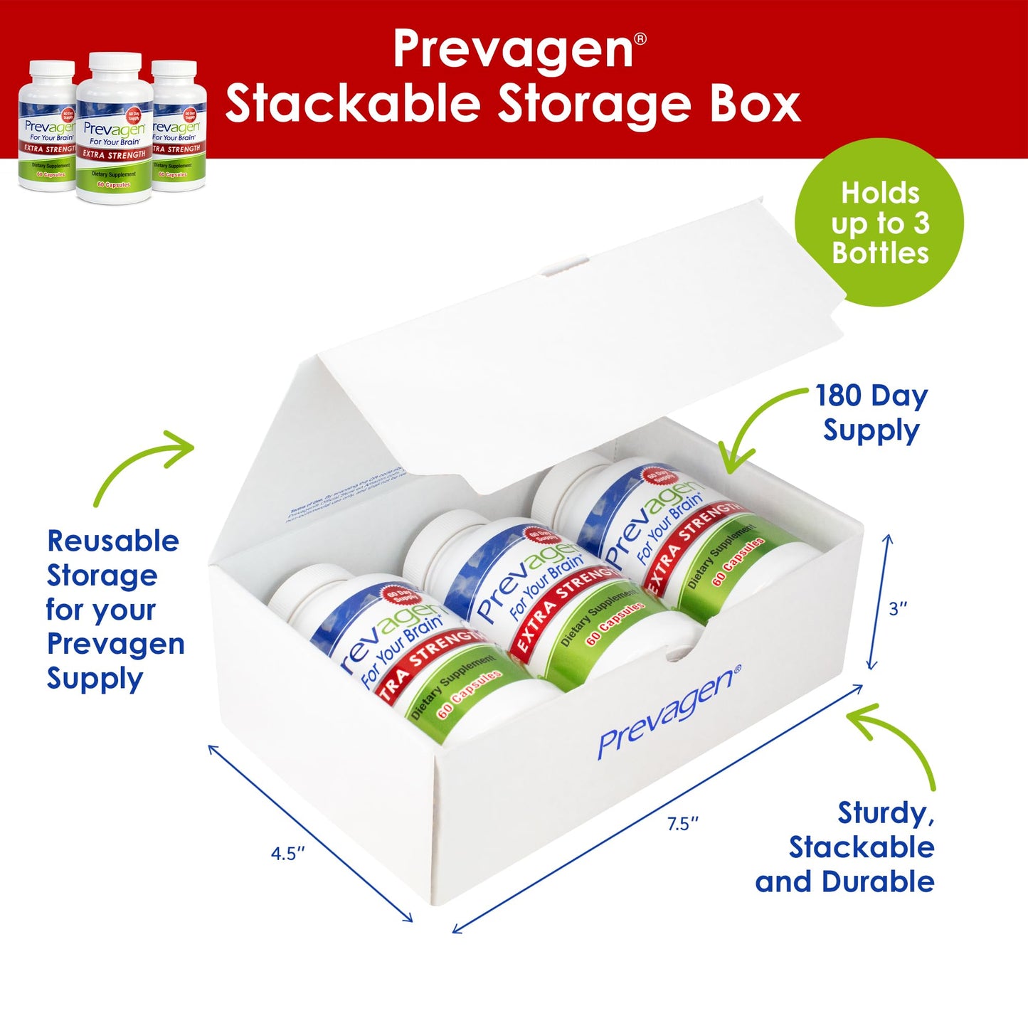 Prevagen Extra Strength 20mg, 60 Capsules |2 Pack| with Apoaequorin & Vitamin D with Attractive and Stackable Prevagen Storage Box