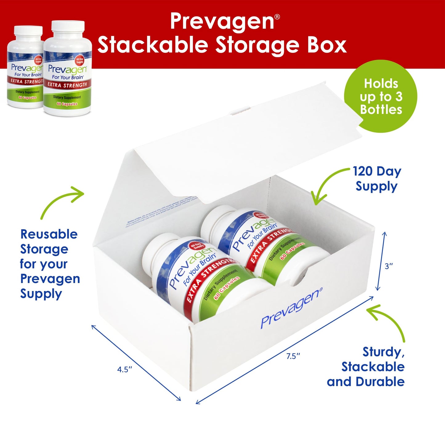 Prevagen Extra Strength 20mg, 60 Capsules |2 Pack| with Apoaequorin & Vitamin D with Attractive and Stackable Prevagen Storage Box