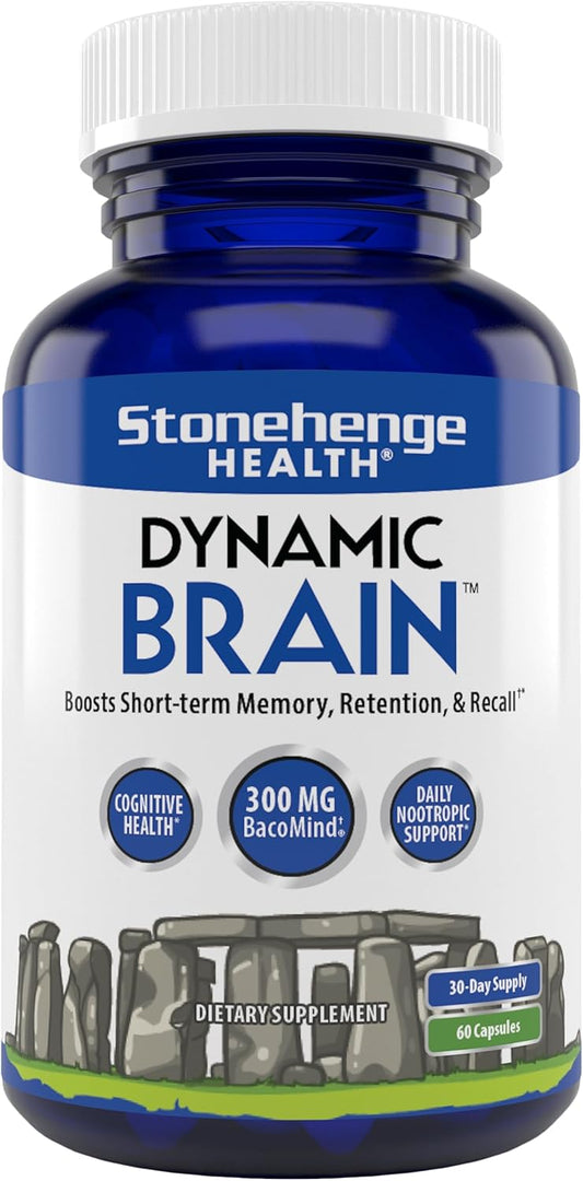 Stonehenge Health Dynamic Brain Supplement Pack of 2 – New Formula with BacoMind for Memory Acquisition, Retention, & Recall with 40 Unique Nootropic: Choline, Phosphatidylserine, and Huperzine A (Copy)